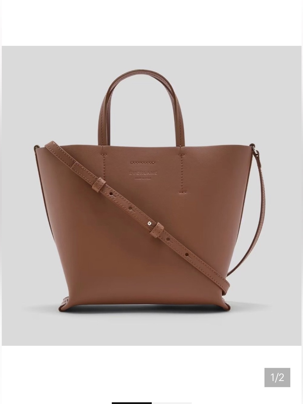 Everlane Brown Leather Tote with Adjustable Strap